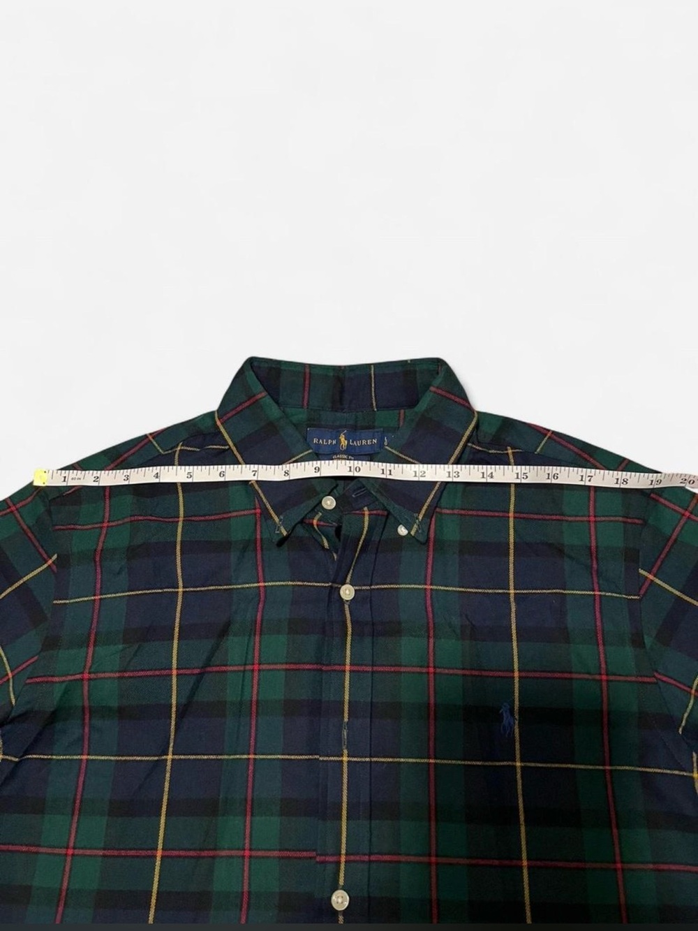 Ralph Lauren Green and Navy Tartan Shirt with Embroidered Pony L